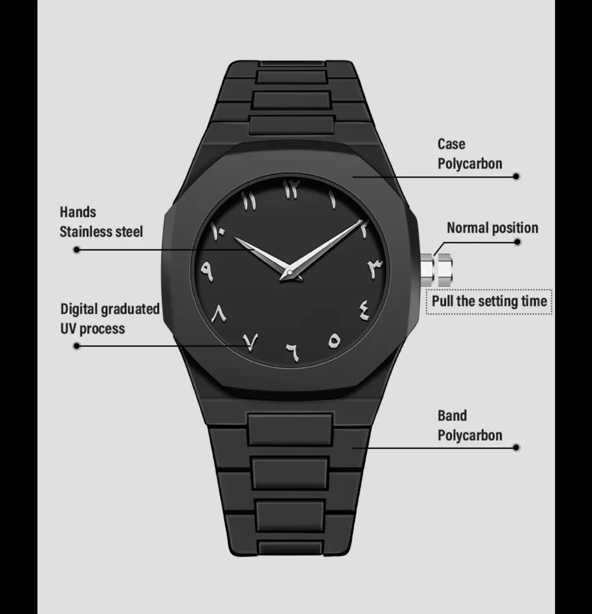 Matte Link Arabic dial watch